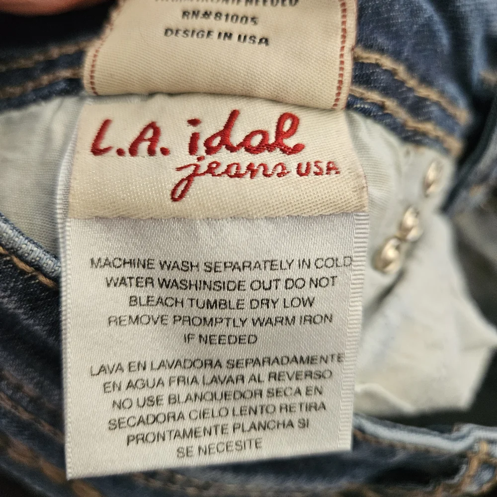LA Idol USA‎ Rhinestone Cross Flap Pocket Jeans 1/27x34 Tall Y2K Western Bling